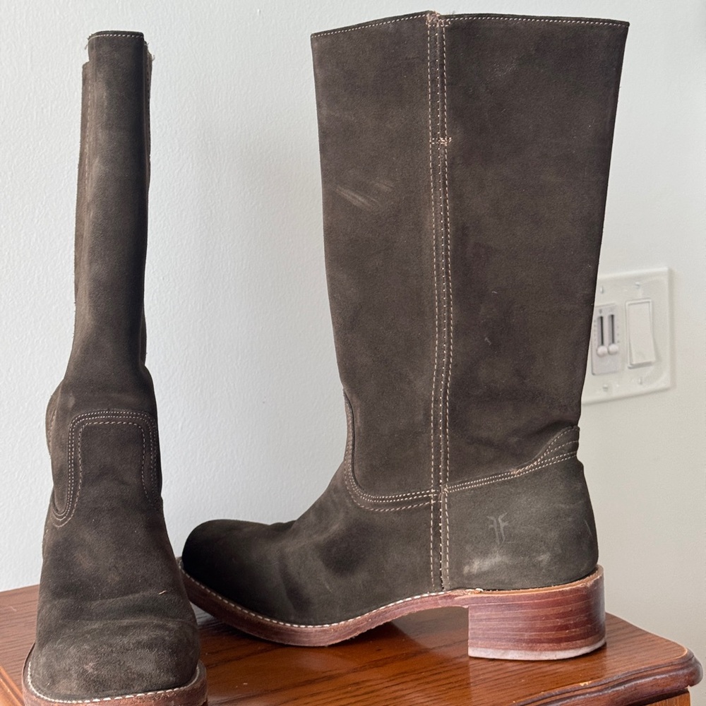 VTG Frye Olive Suede Boots Sz.11